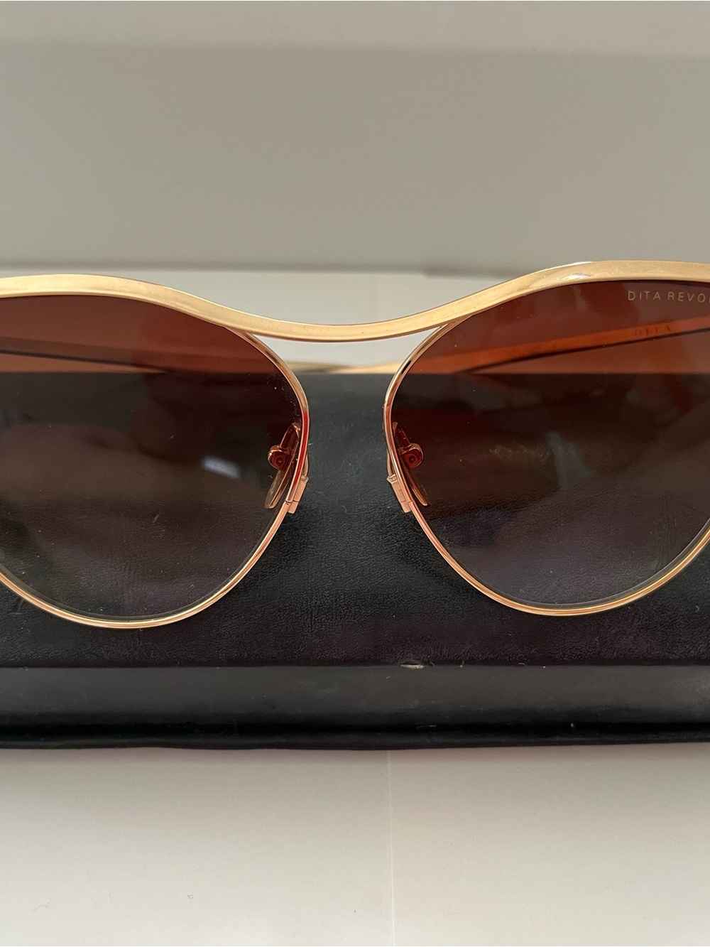 DITA REVOIR Titanium Gold Frame Brown Gradient Lens Women's Sunglasses